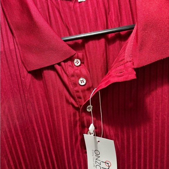 ONZCY Men’s Ribbed Stretch Polo Shirt NWT - Wine Red, Size Large - Picture 7 of 8